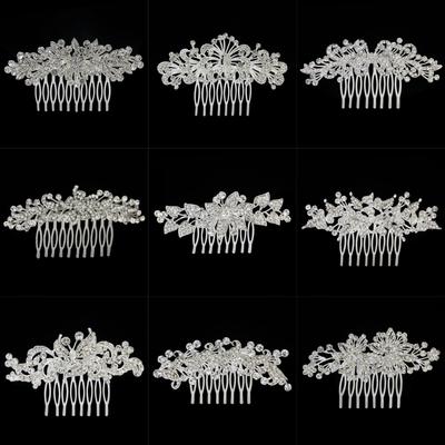 Barock Europäischer und Amerikanischer Schönheitswettbewerb Hochzeit Kopfschmuck Brautschmuck Kristalllegierung Haarkamm Kamm