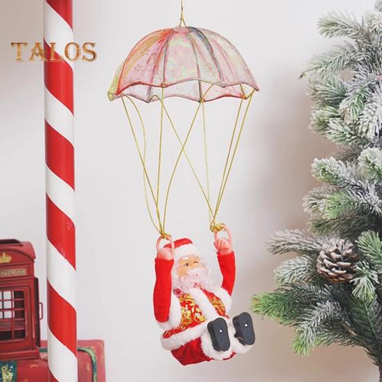 Weihnachtsmann mit Musikalischer Puppe, Weihnachtsmann, Kletterleiter, Perlen, Hängedekoration, elektrisches Kinderspielzeug für Weihnachtsbaum, Hochzeitsfeier