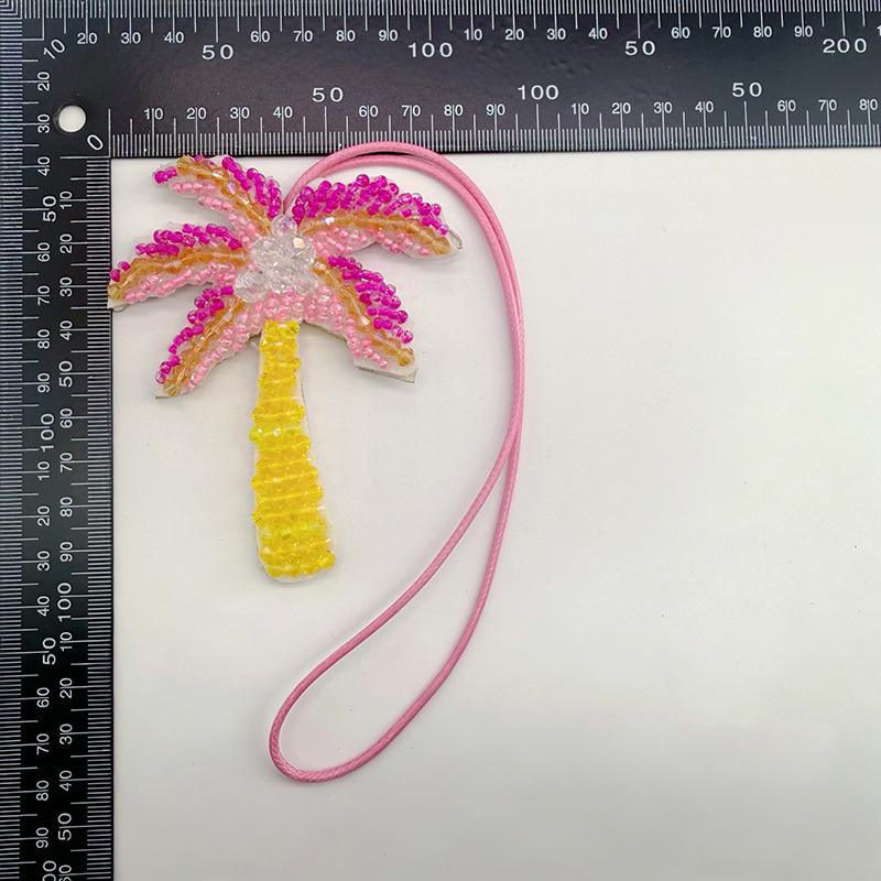 New Crystal Applique Patch Bag Pendant Sequin Coconut Tree Patch Keychain Hanging Rope 3D Beaded Patch Lanyard Gift