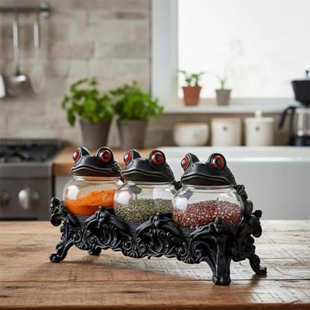 Seasoning Box Gothic Apothecary Canister Apothecary Jar with Lids for Pantry Cabinet Counter Food Cooking Home House Apartment