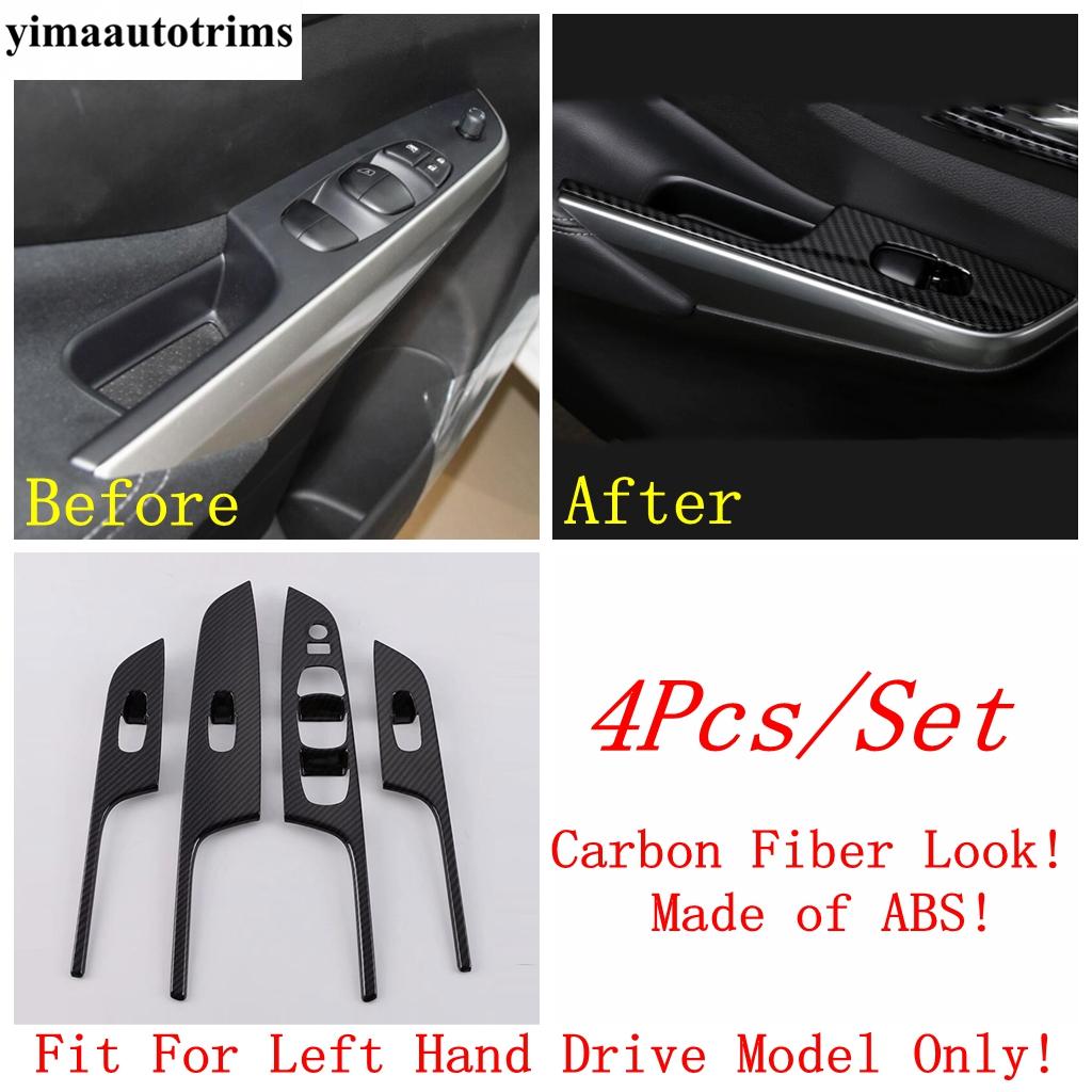 Car Inner Door Armrest Window Glass Lift Button Panel Cover Trim Matte Accessories For Nissan Navara NP300 / Terra 2017 -