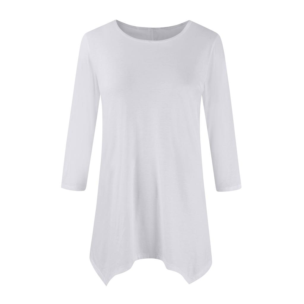 Women's Fashion Casual Round Neck Seven-point Sleeve Shirt Belted Loose Comfortable Top