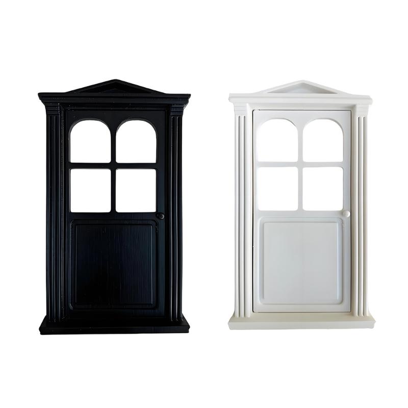 Retro Style 1/12 Scale Dollhouses Bathroom Classical Door Bathroom For DIY Room Decorations