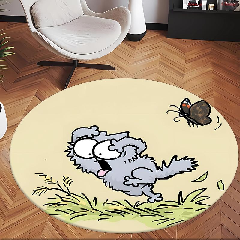 Simon'S Cat (14) Round Office Rug Decorative Floor Rug for Office Bedroom Living Room and Home Space