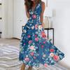 Women's Summer Fashion Retro Print V-Neck Sleeveless Long Dress