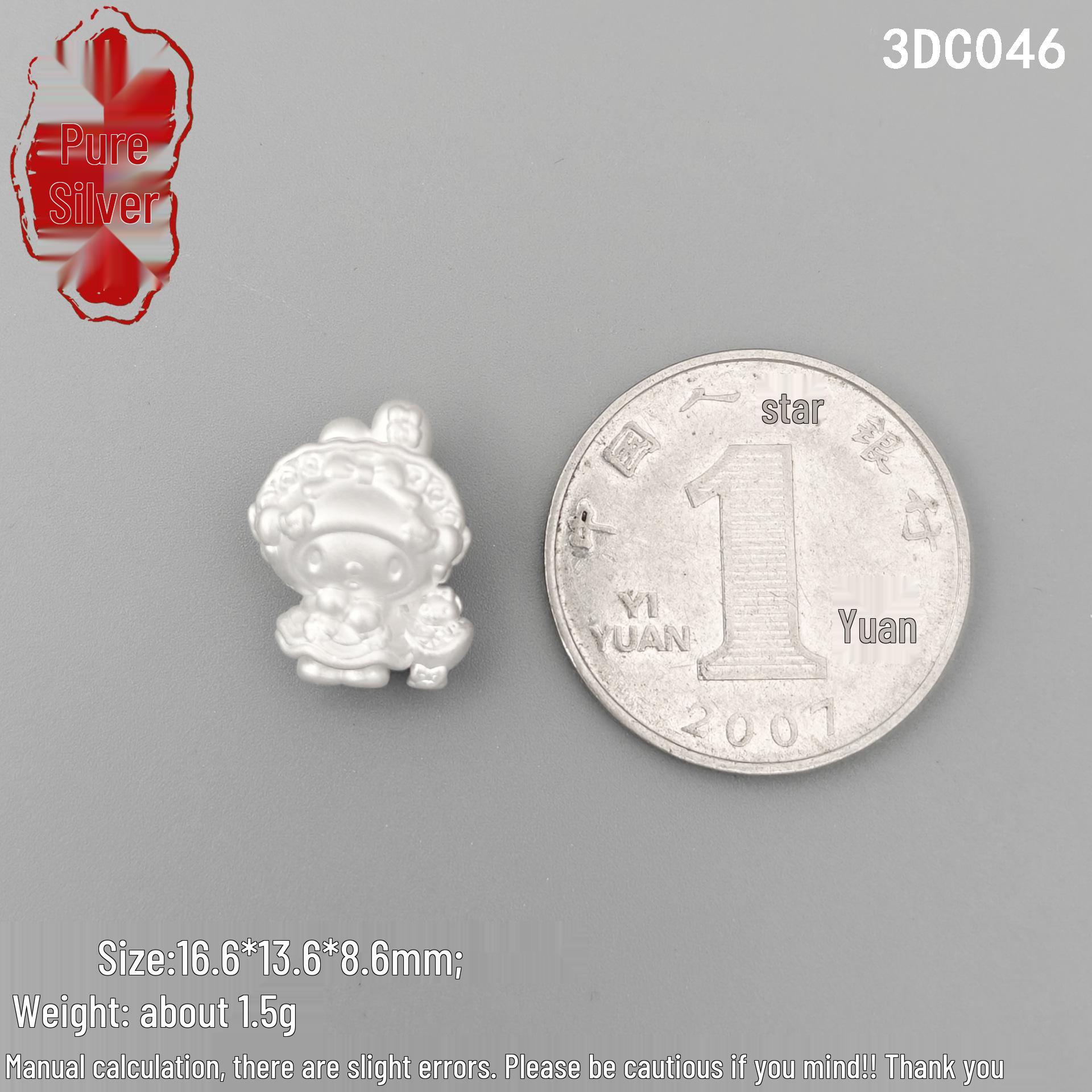 999 Sterling Silver Sanrio Melody Bear & KT Cat DIY Bracelet with Bow 999 Sterling Silver: Single Price