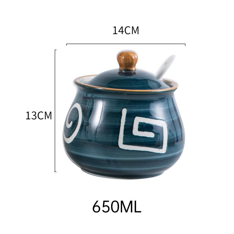Japanese Ceramic High-Temperature Lard Jar with Lid for Seasoning and Spices