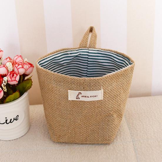 Aufbewahrungstasche, zusammenklappbar, schöner Mini-Aufbewahrungskorb aus Baumwollleinen für den Haushalt