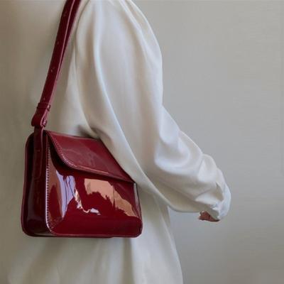 Borsa Quadrata Piccola in Pelle Rossa Retro, Borsa Sottospalla, Borsa a Mano Quadrata alla Moda e Versatile, Borsa a Spalla, Borsa a Tracolla
