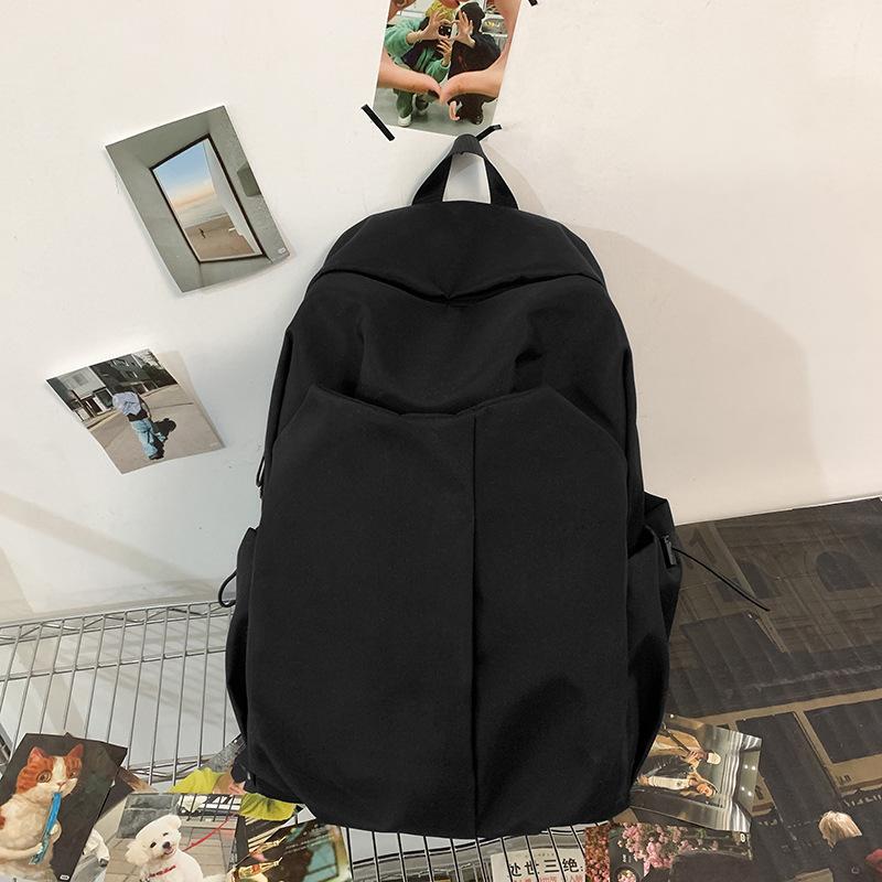Schoolbag New Casual Backpack Large Capacity Simple Trendy Cool Computer Backpack Medium College Student Solid Color Schoolbag Lightweight