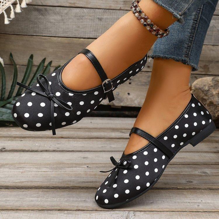 Estate 2026 Nuove Scarpe Piatte a Suola Morbida Punta Tonda Retro Donna pois Scarpe Donna Moda Scarpe Piatte Basse