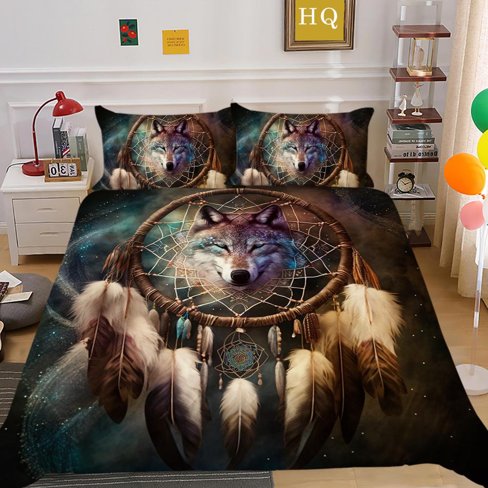 Bettbezüge, Wolf-Druck, King-Size-Mikrofaser-Bettwäsche-Set, Bezug für Mann, weich, hochwertige Heimtextilien