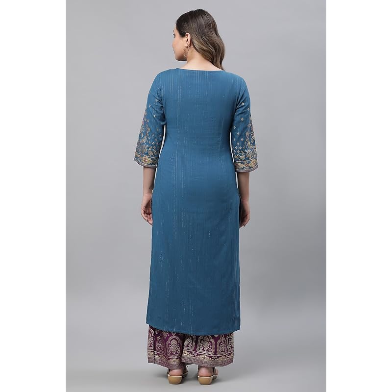 Aurelia Women s Cotton Regular Kurta (24FEA14536-606020_Ink Blue M синий
