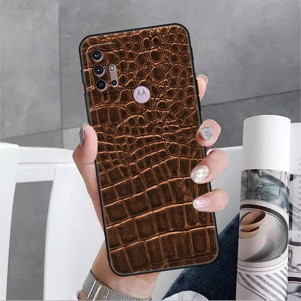 Snake Skin Print Case For Motorola G30 G60 G22  G9 Play G82 G52 G8 G9 G50 One Fusion Edge 20 Black Soft Phone Capas