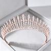 Rose Gold Crystal Bridal Tiaras and Crowns for Women Bride Rhinestone Prom Diadem Headband Bridal Wedding Hair Accessories Crown