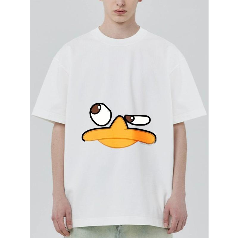 Black T-Shirt Duck Face Print Casual Wear for Men and Women Streetwear Fashion Summer Outfit