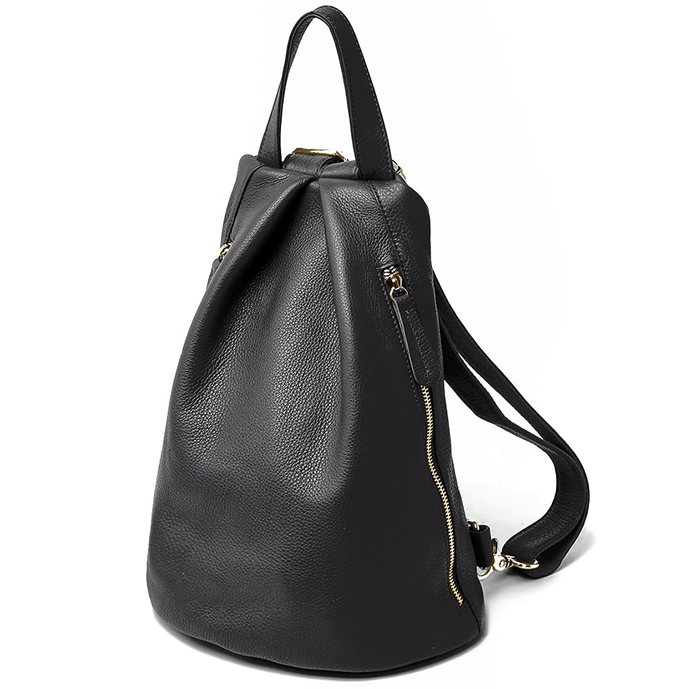 

Camélia de Amour Women s Stylish Nylon and Leather Backpack, Perfect for Commuting to Work or School, t292-1 BlackGold