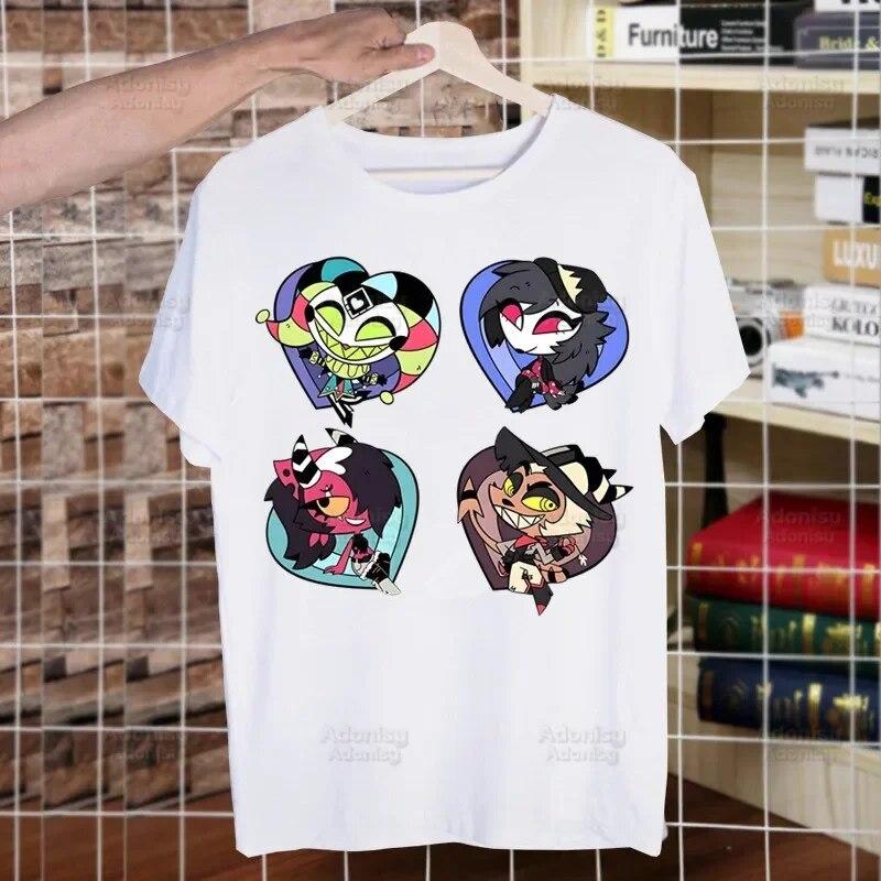 Helluva Boss Printed T Shirt Unisex Retro Washed Tops Tees Harajuku Tshirt Streetwear Hip Hop Unisex T-shirts