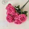 Artificial Rose Flower for Flower Arrangement 7 Heads Full Blooms Faux Silk Rose Bouquet with Stem for Home Office Party Wedding Decoration