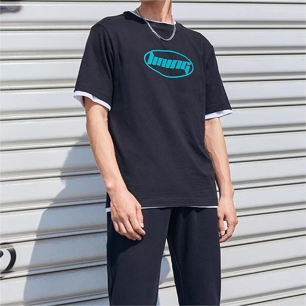 Li-Ning Round Neck Letter Print Loose Casual Short Sleeve T-Shirt Unisex Tops Black AHSSA33-2