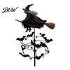 Halloween Lawn Decorations Garden Witch Wind Spinner, Yard Art Metal Outdoor Stake Stake, Flying Spinner for Patio Pathway Fall Decoration Decor