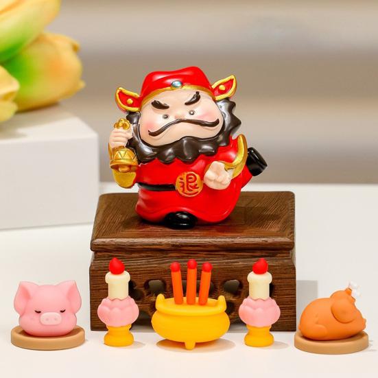 Chinese Mythological Figurine Resin Mini Folklore Figure Good Luck Ornament Fengshui Sculpture for Home Car Dashboard Decor