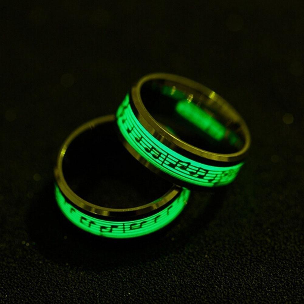 Joyería de Moda Anillo Luminoso Glow de Música de Piano Accesorios Fluorescentes Nota Musical Explosión Regalo