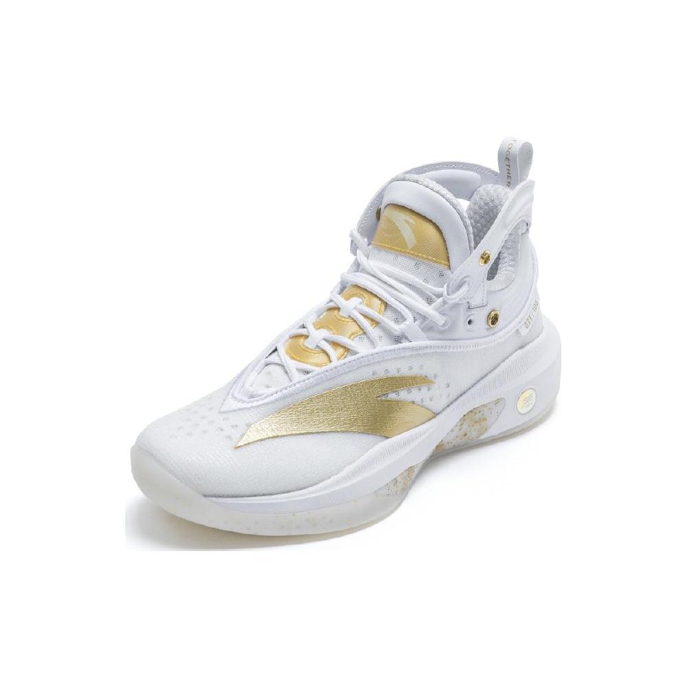 Anta KT8 KT 8 Cushioning Slip Resistant Abrasion Resistant High top Basketball Shoes Men's White Gold 512240511-1