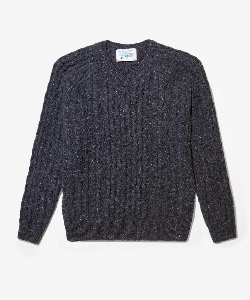 Noa (U) V-Neck Donegal Fisherman Sweater Heather Grey