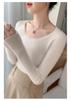 Seamless Cashmere Round Neck Slim Fit Ribbed Pullover for Women - Long Sleeve