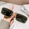G home European and American style fashion square sunglasses women's diamond-encrusted metal sunglasses ins star street photography versatile glasses