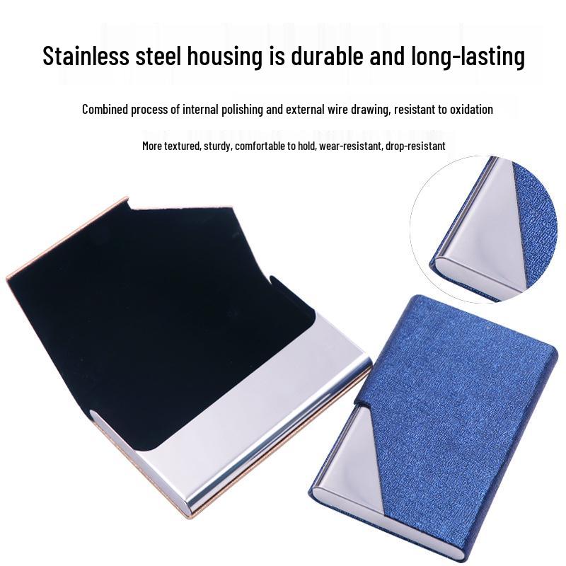 Stainless Steel Aluminum Business Card Holder - Elegant PU Business Gift Clip