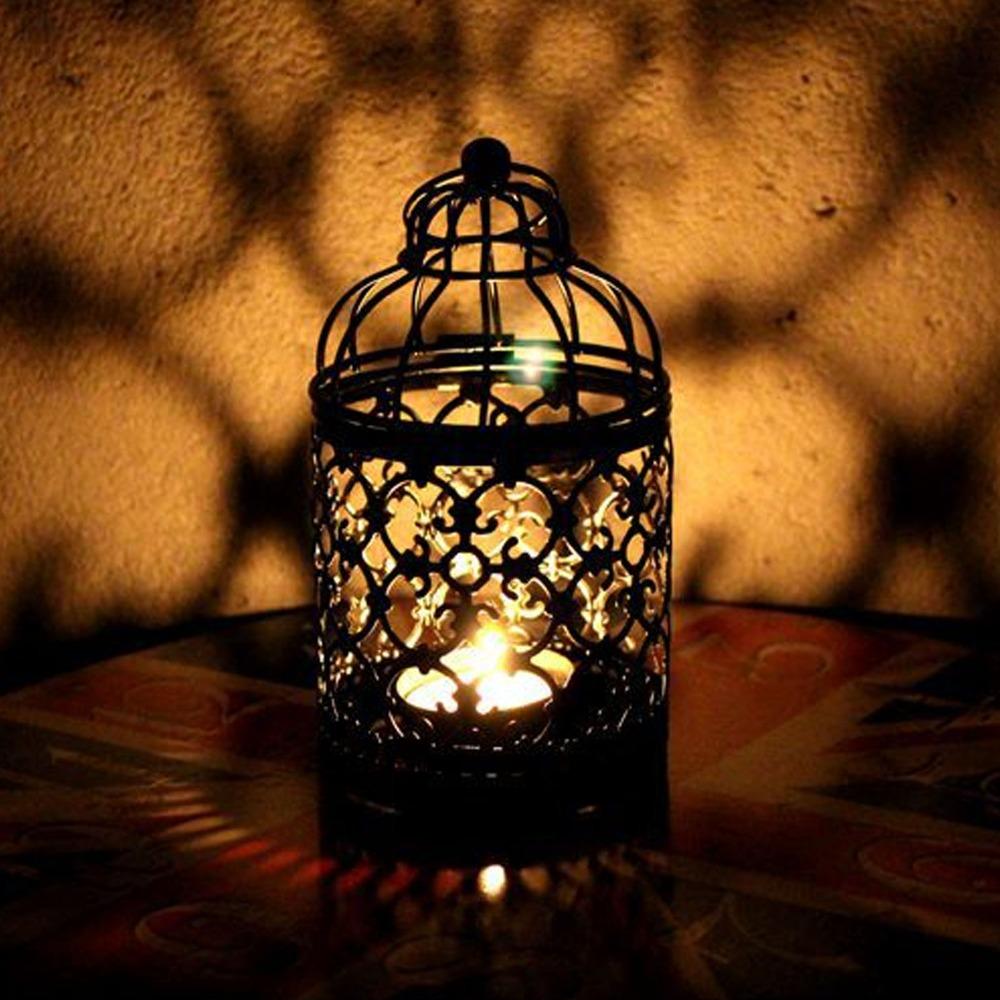 European Retro Vintage Candle Holder Metal Hanging Candle Lantern  Outdoor Terrace