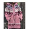 Damen Strickjacke mit Kapuze 3D Tierdruck Einreiher Langarm Mantel mit Taschen
