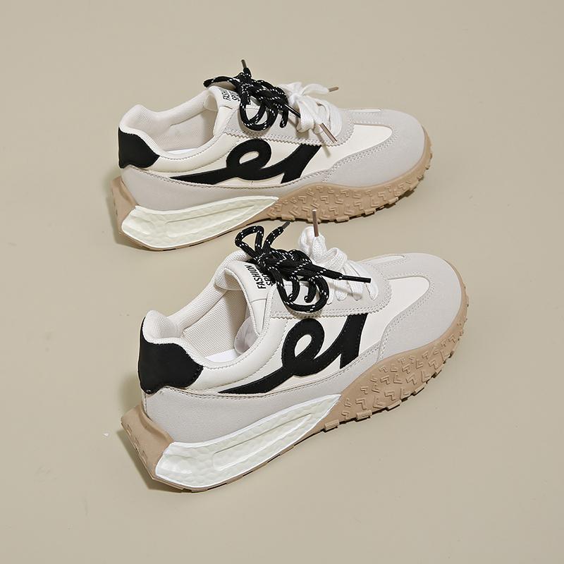 Fashion 2025 New Design Fashion Casual Shoes Lace-Up Sneakers for Women Color Blocked Round Head Design Comfortable Sport Shoes