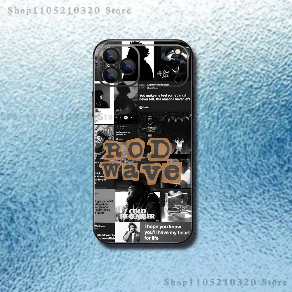 Rod W-Wave Phone Case For iPhone 17,16,15,14,13,12,11 ,Pro Max,XS,X,XR,SE,Mini,8,7,Soft Silicone Black Cover