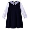 Hacikis Girls' Academy Style Faux Two-Piece Long Sleeve Mid-Length Dress