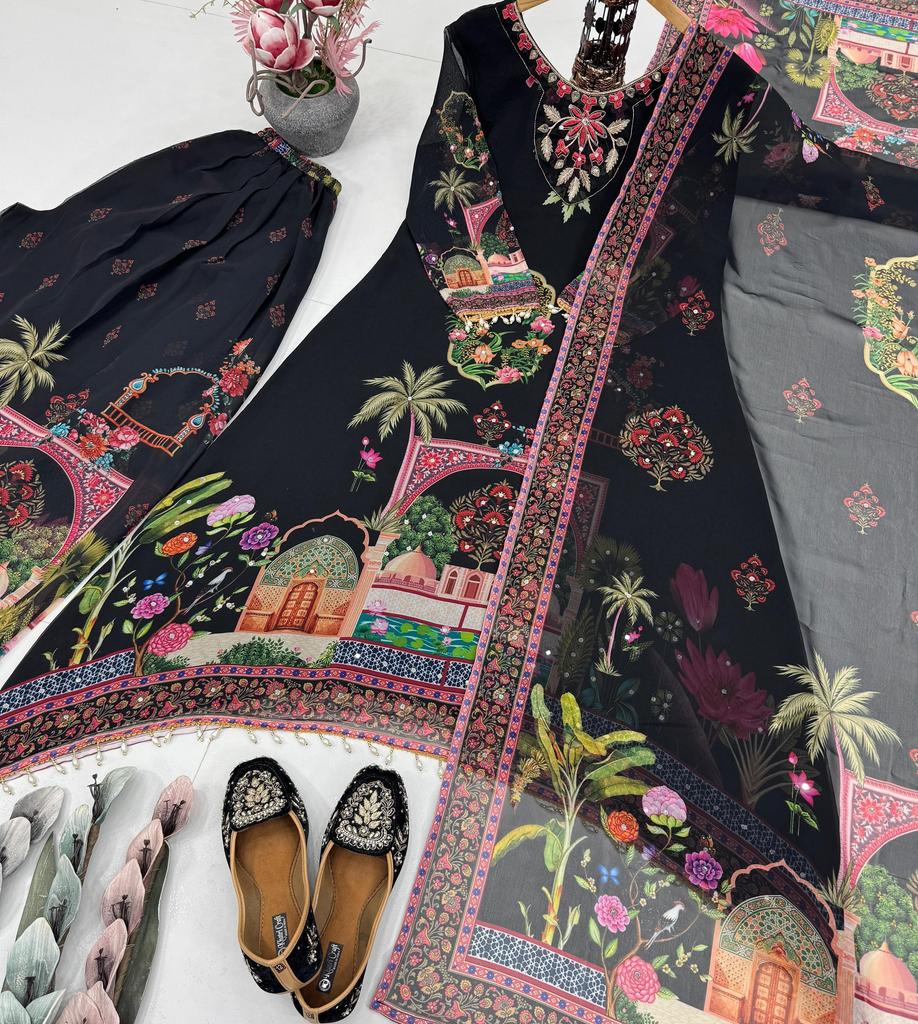 Damen Designer Georgette Fancy Salwar Anzug Indisch Pakistanisch Bollywood Salwar Kameez