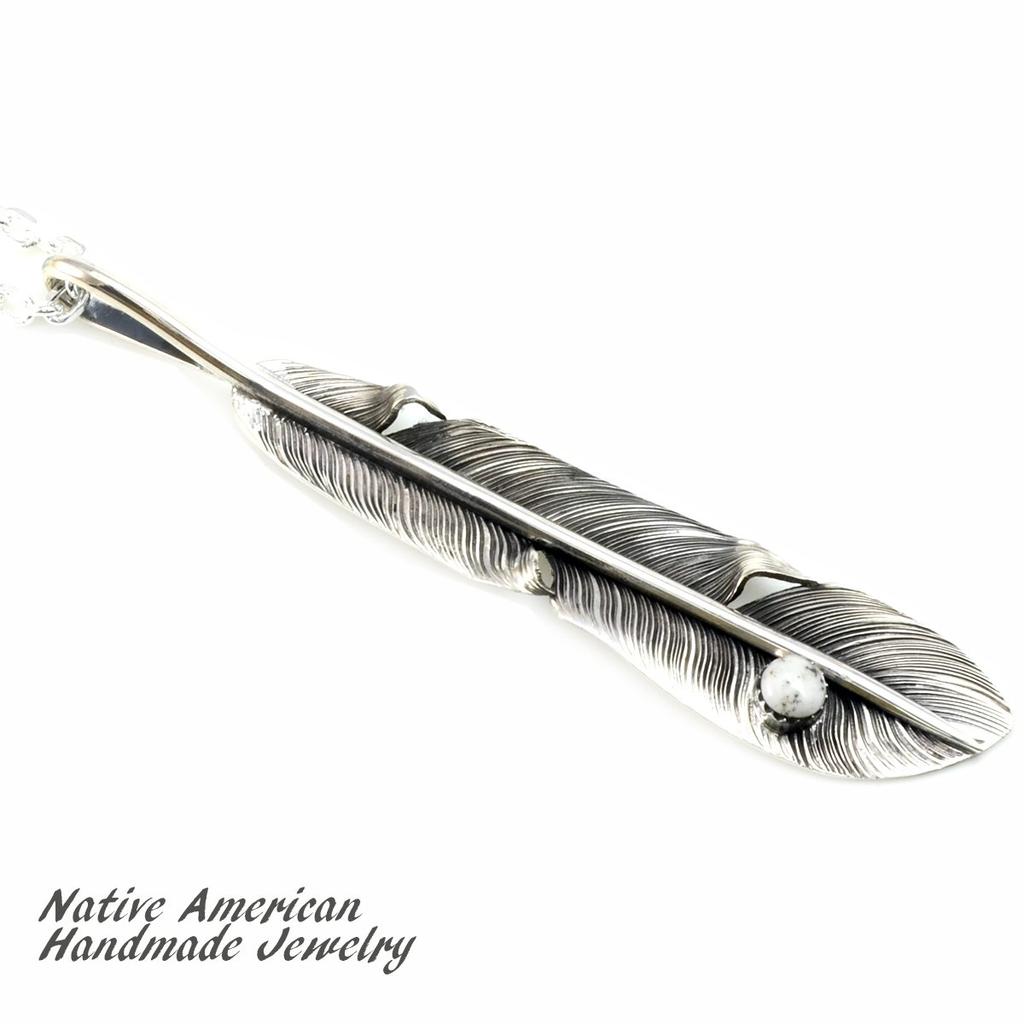 [STERLING SILVER 925] Feather Silver Necklace Pendant Chain AMTHANE-002