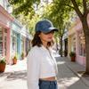 Cute Dog Embroidered Denim Baseball Cap With Wide Brim For Casual Wear