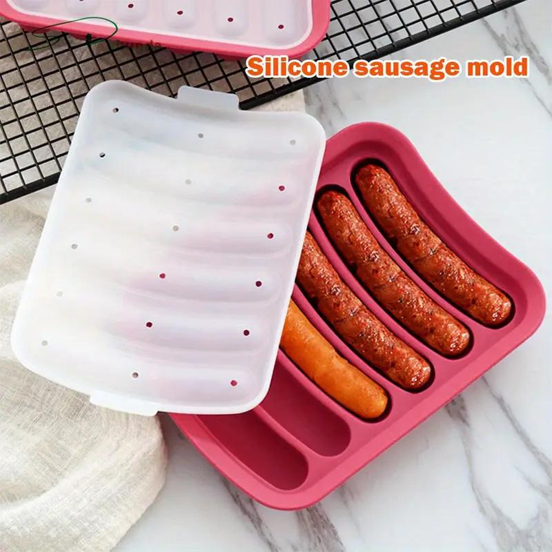 Silicone Sausage Maker - Food Grade, DIY Handmade Ham Baking Mold, Rectangular Shape with Individual Cavities for Perfect Meat Strips