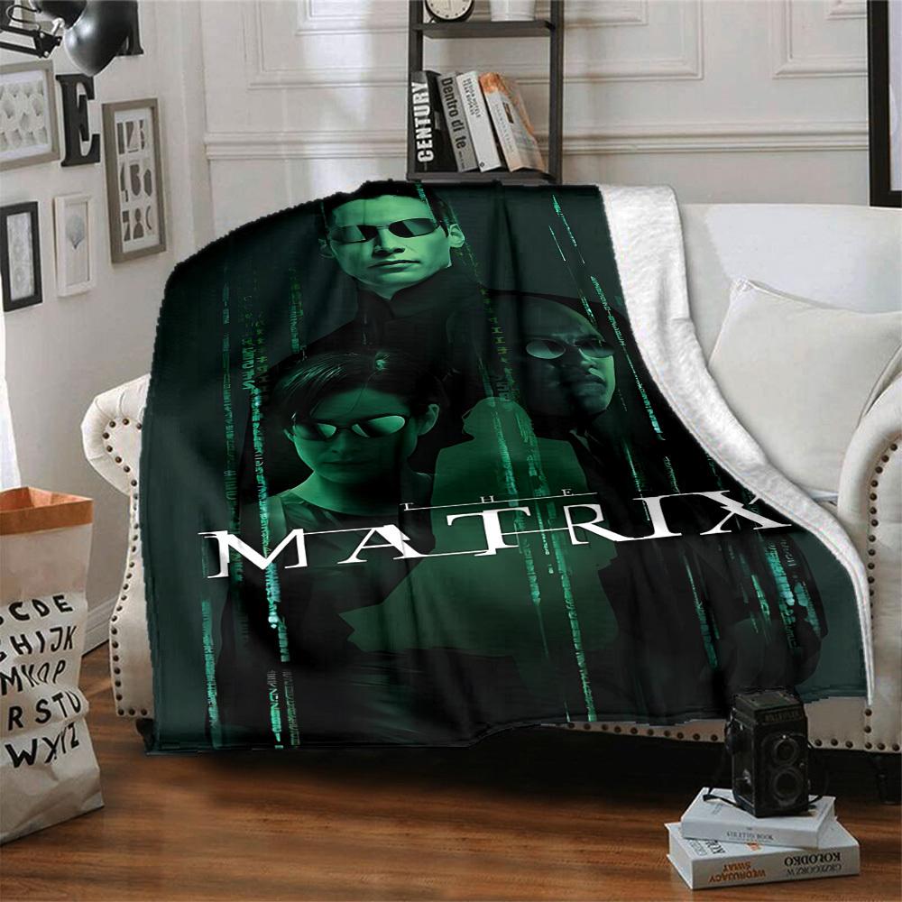 1pc Matrix, Neo Blanket Lightweight Flannel Throw For Sofa, Bed, Travel, Livingroom, Office, Couch, Chair, And Bed