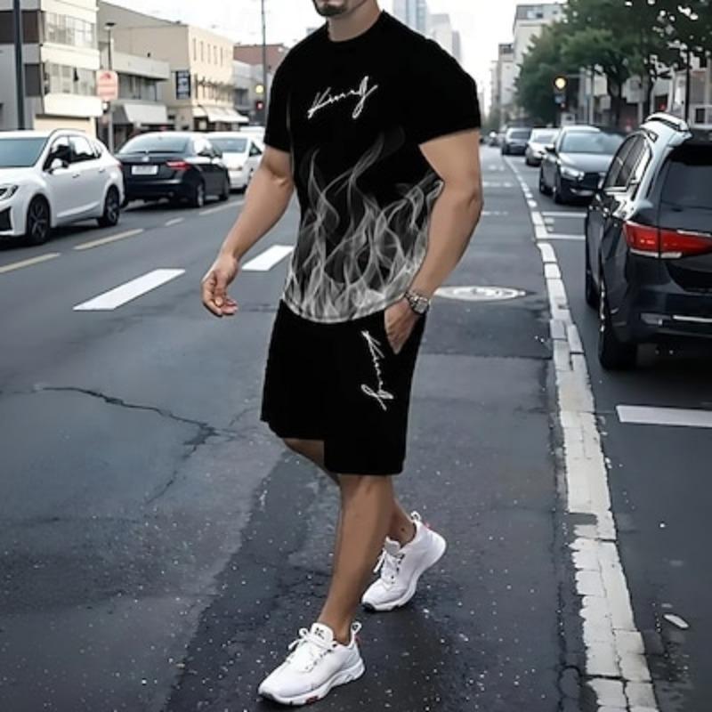 

Мужские летние комплекты ярких цветов, топы, короткие брюки с круглым вырезом, спортивные повседневные для отдыха на природе, спортивные с 3D-принтом XXXL