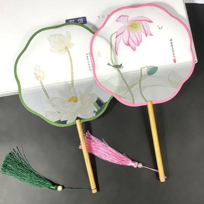 Classical Semi-Transparent Silk Petal Round Fan - Hanfu Qipao Photography Prop