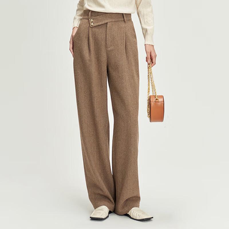 Tatu Women's Loose Wool-Blend Wide-Leg Casual Pants