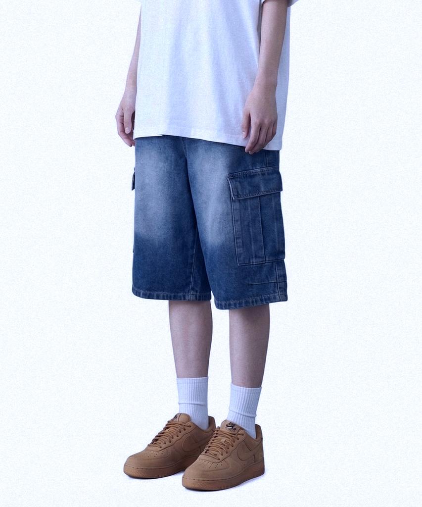Nasyujeueol Usual Washed Bermuda Cargo Washed 3/4 Length Denim Pants 5 Colors (Type B)