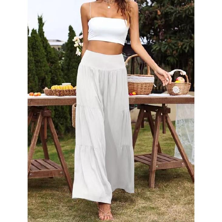 2026 Summer Casual Wide-Leg Cotton-Linen High-Waisted Loose Long Pants for Women S белый