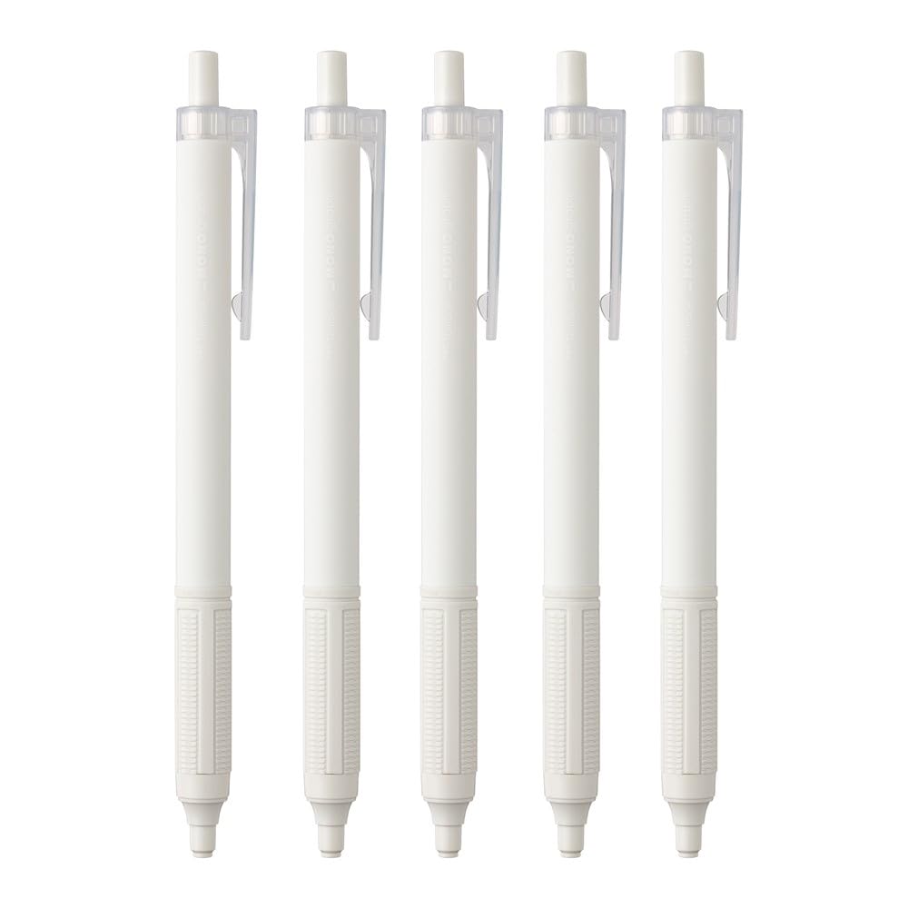 Tombow Pencil Monograph Light Ballpoint Black Smoky White Oil-Based Pen, 0.5mm, Ink, Barrel, 5-Pack (BC-MGLE25-5P)