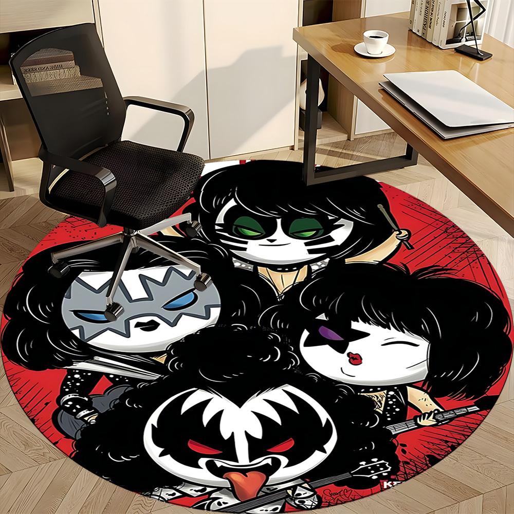 1pc KISS Band Members Office Round Area Rug, Under Office Chairs Bedroom Living Room Home Decor a1022255