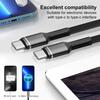 USB C Cable Fast Charging 60W USB C to C Wire Type C Cable for 16 15 Samsung Huawei Nylon Braided Line
